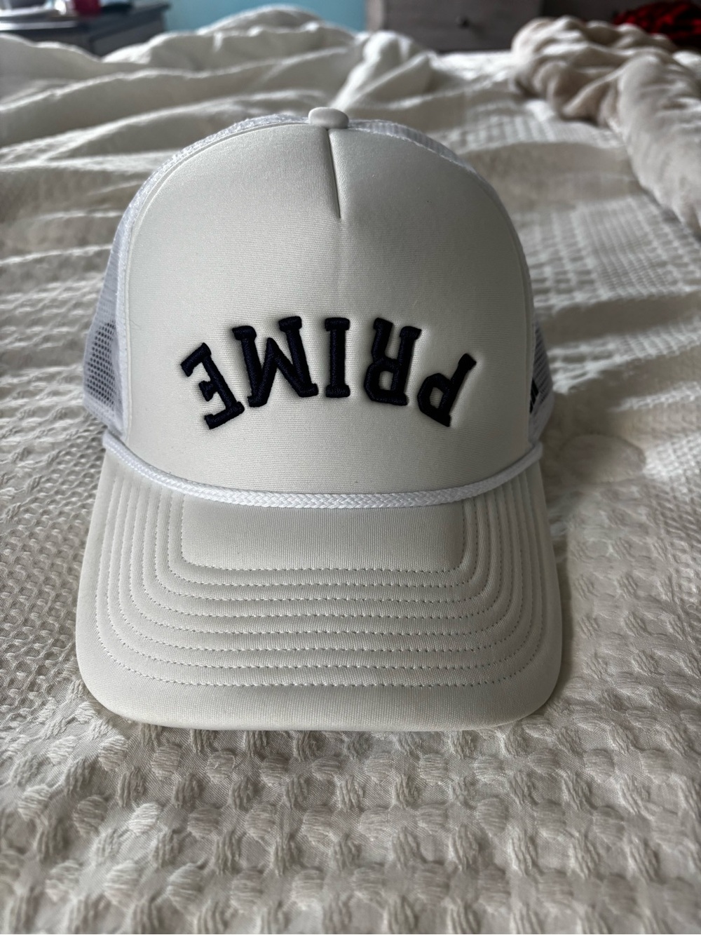 USA Prime adidas White Trucker Hat with navy PRIME Embroidery